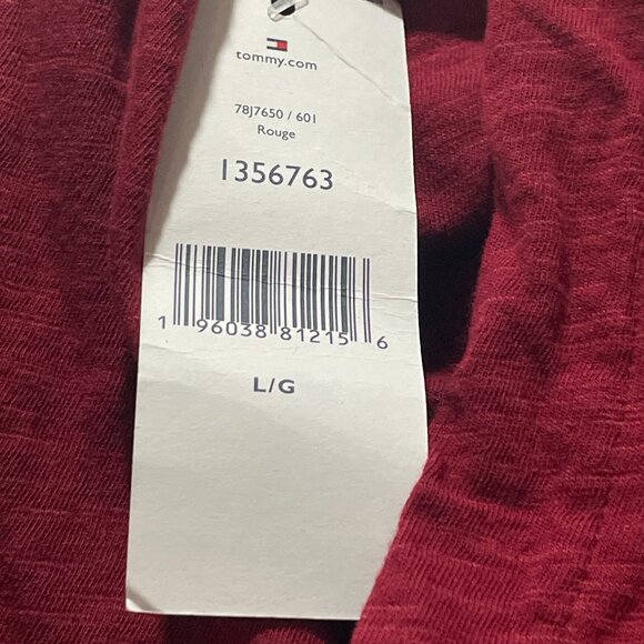 Men's Long Sleeves Hoody, Tommy Hilfiger, L/G, Red, NWT - Picture 8 of 9